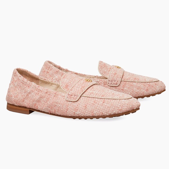Tory Burch Leather Trimmed Tweed Ballet-Style Loafers - Picture 2 of 6